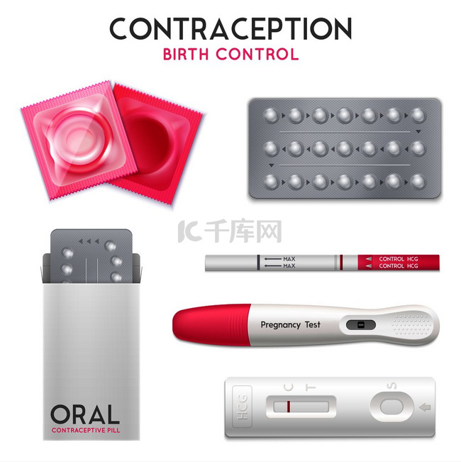 避孕口服避孕药避孕套和早孕测试