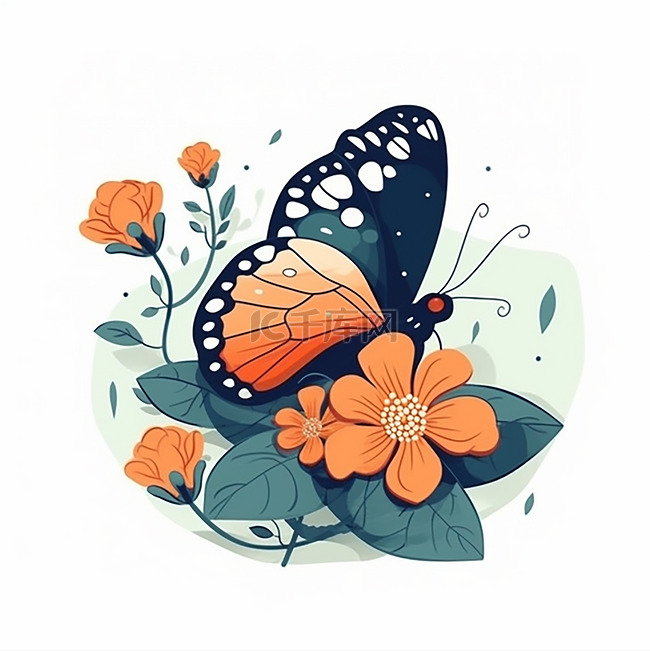 一只停在花朵上的蝴蝶