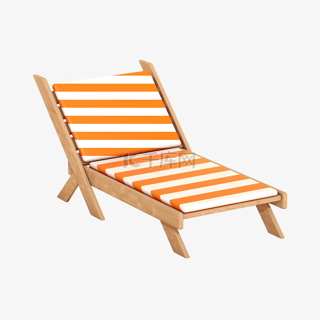 橙色C4D立体夏日沙滩躺椅