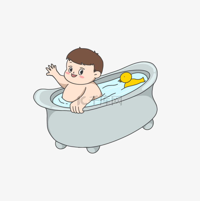 小男孩浴缸泡澡洗澡