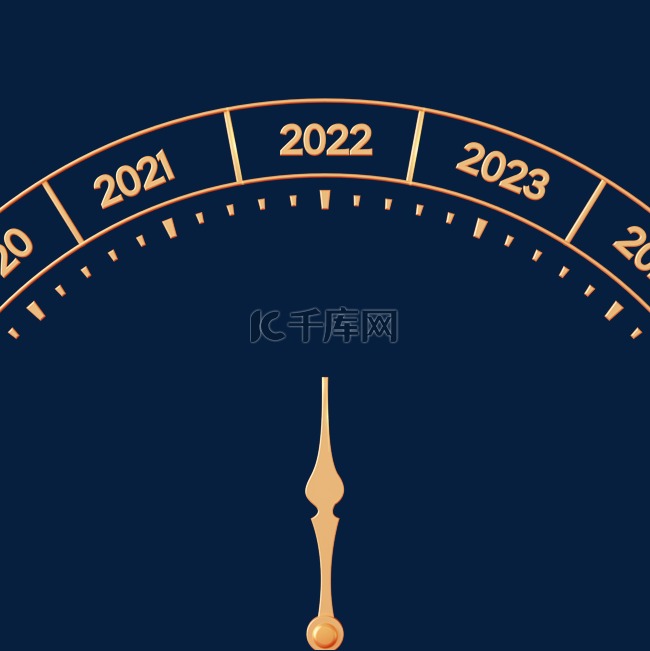 金色C4D立体2022时钟针表元旦新年