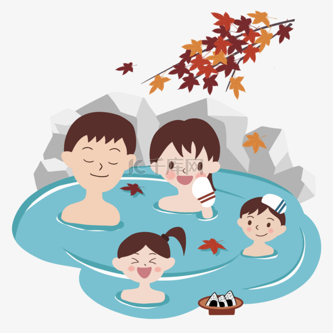 日本露天浴池温泉家族度假旅行游