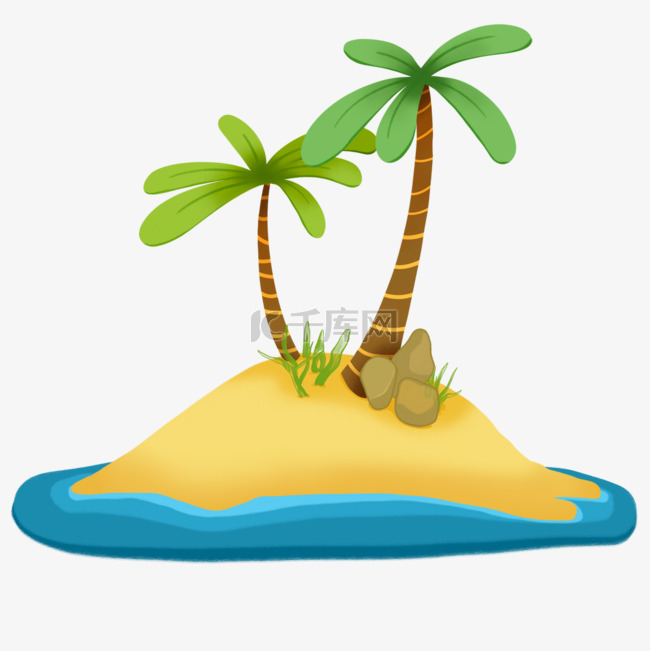 岛剪贴画沙滩椰子树渐变海浪