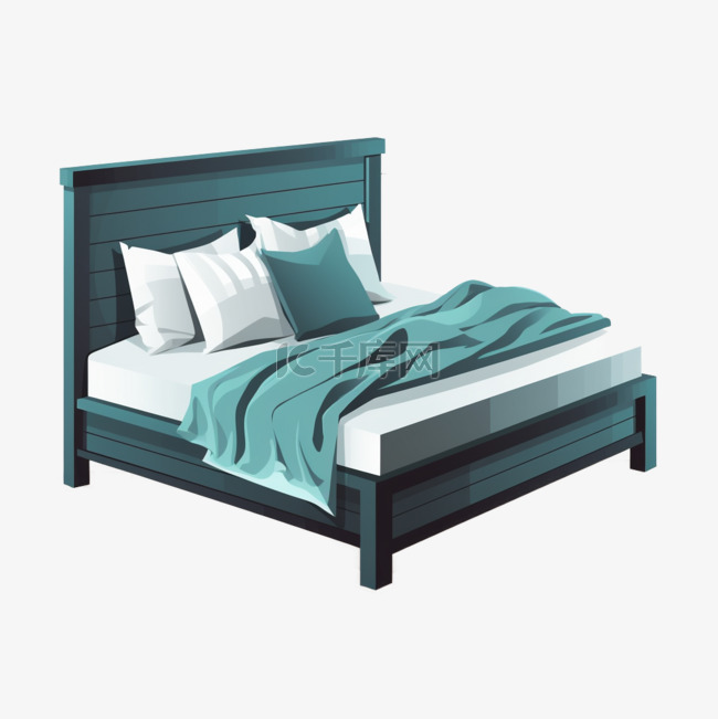 蓝色两人床家具床上用品日用品