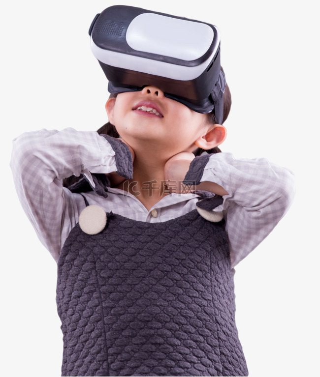 VR虚拟体验小女孩眼镜科技人物