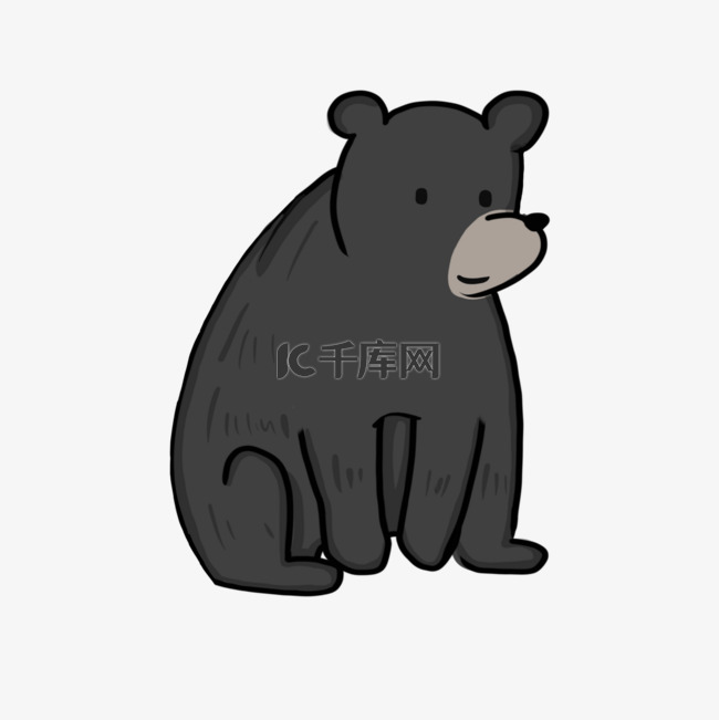 卡通坐姿黑熊
