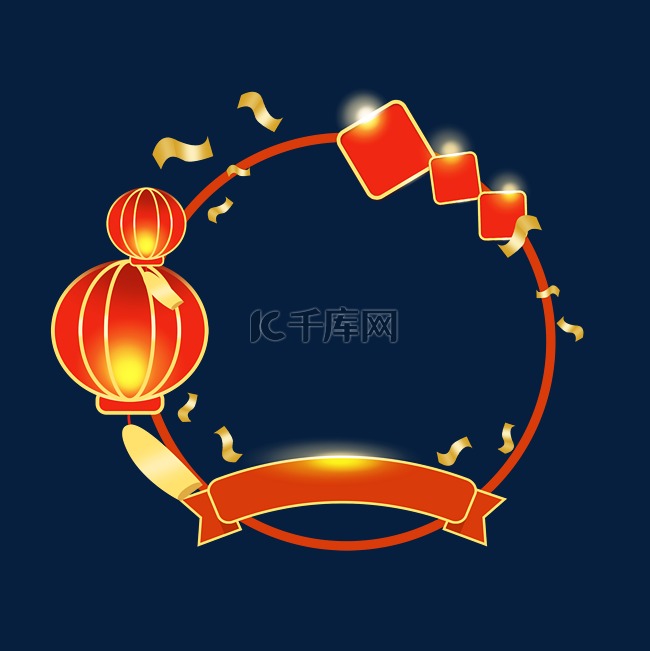 春节新年边框喜庆立体圆形头像框