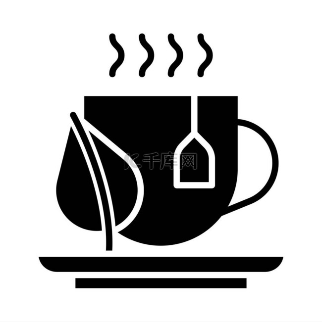 咖啡杯图标向量。细线标志。孤立