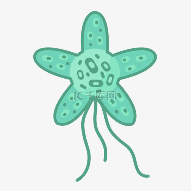 绿色五角星细菌卡通微生物