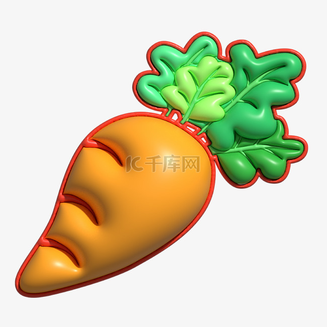 蔬菜胡萝卜橙色AI膨胀风