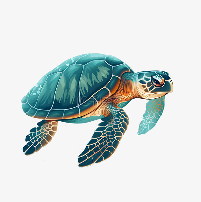 卡通海洋海龟玳瑁手绘