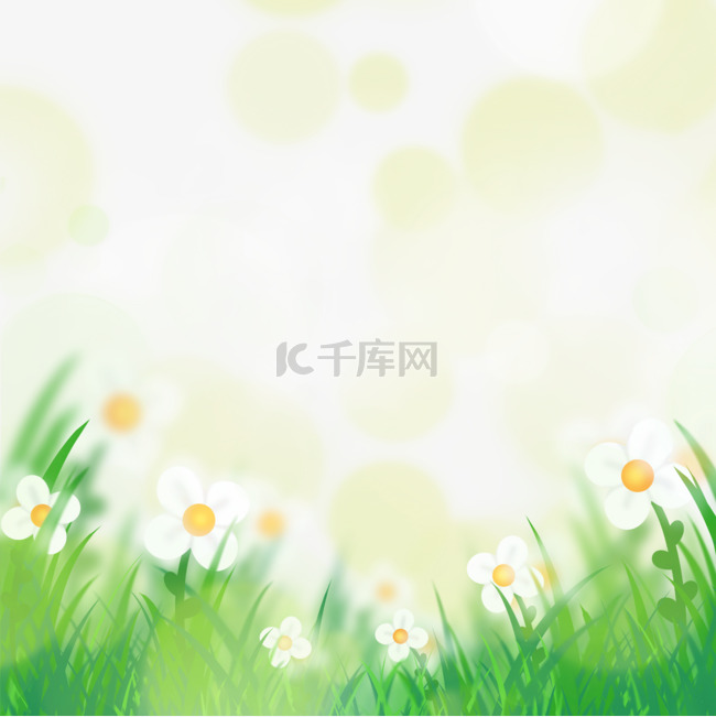绿叶黄花春天光效花卉边框