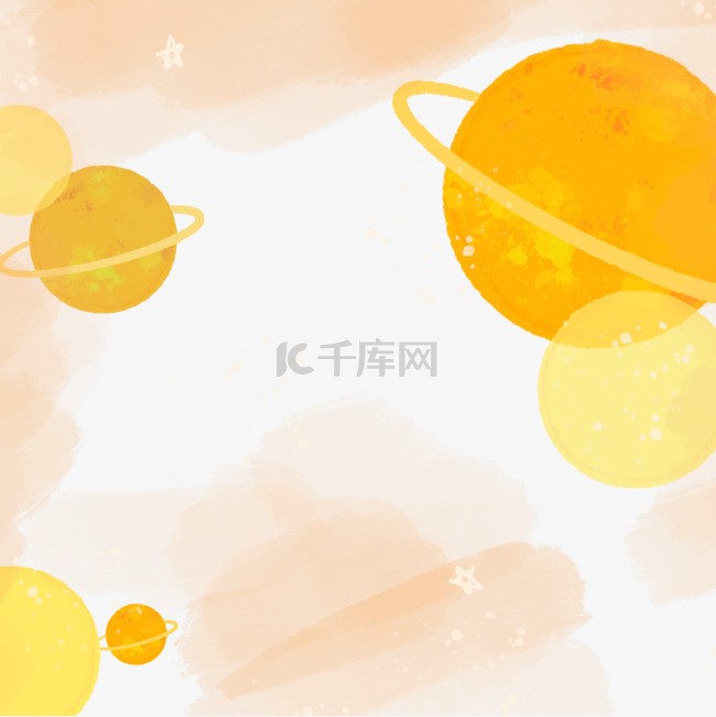 橘黄色带微星的星球宇宙星系图