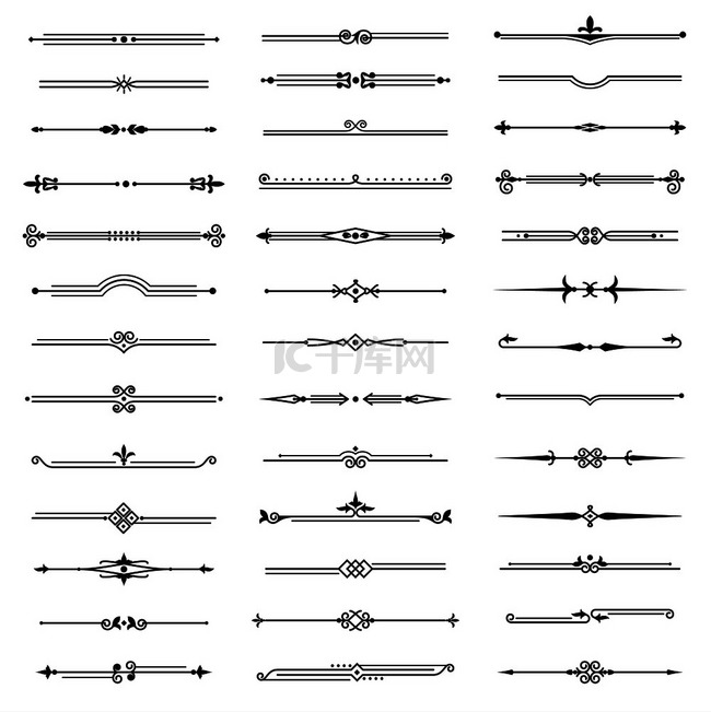 复古线条分隔符装饰优雅的复古花