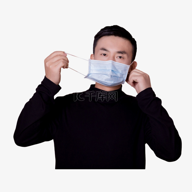 感冒的男子口罩防护生病医疗
