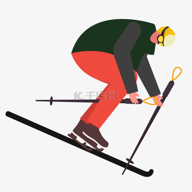 滑雪人物黑色服装运动员
