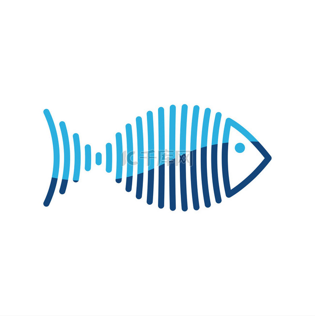 程式化的蓝鱼是行标志矢量图.