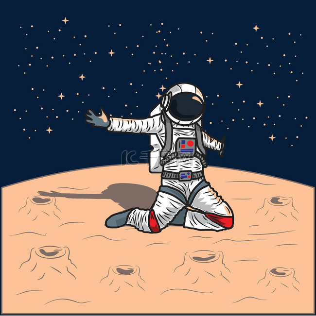 宇航员在月球上为海报、壁纸等手
