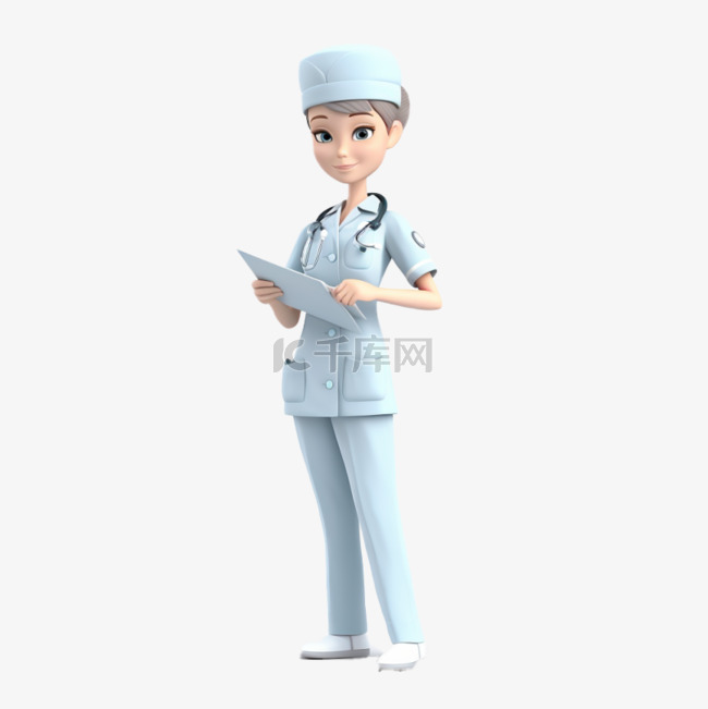 卡通手绘3D职业人物护士