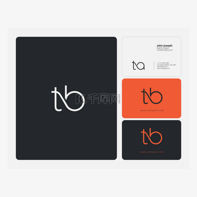 联合 Tb 字母徽标、名片模板