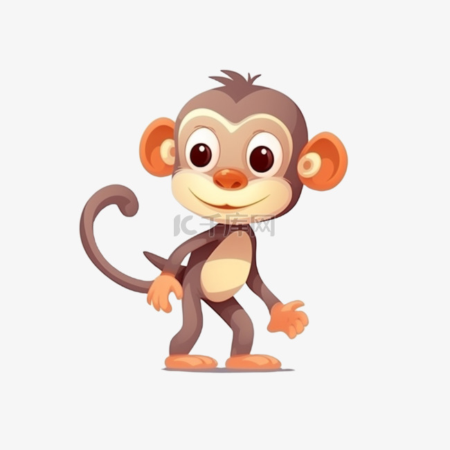 卡通可爱小动物元素手绘猴子
