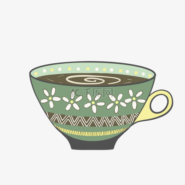 绿色纹理装饰咖啡杯