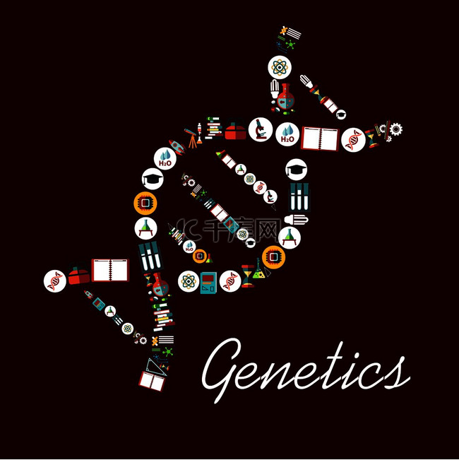 Dna 形状图标中的遗传科学符号。
