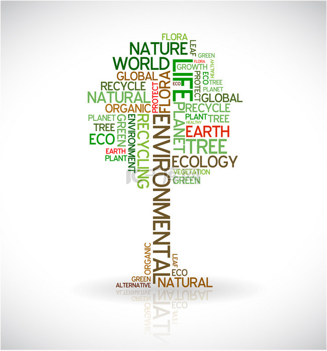生态学-以绿树形状的文字制成的