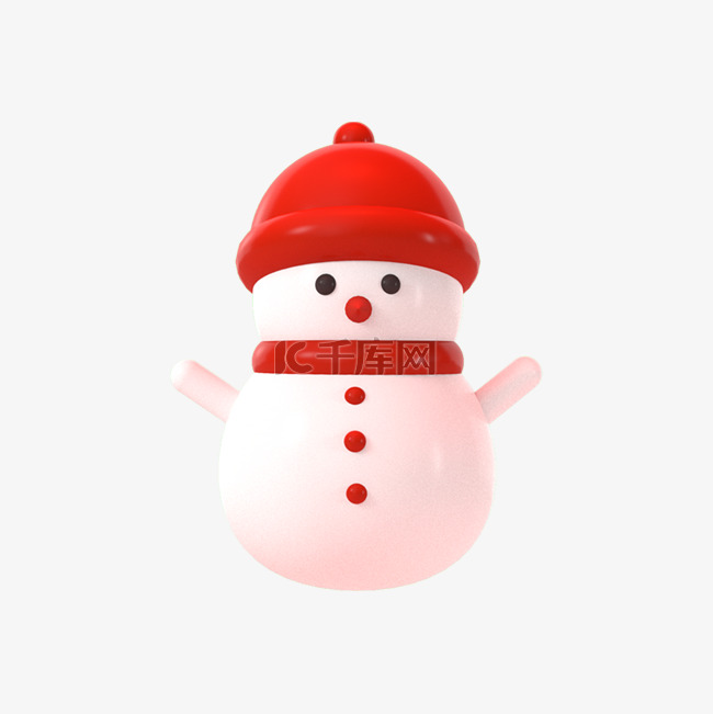 3DC4D立体红帽子雪人