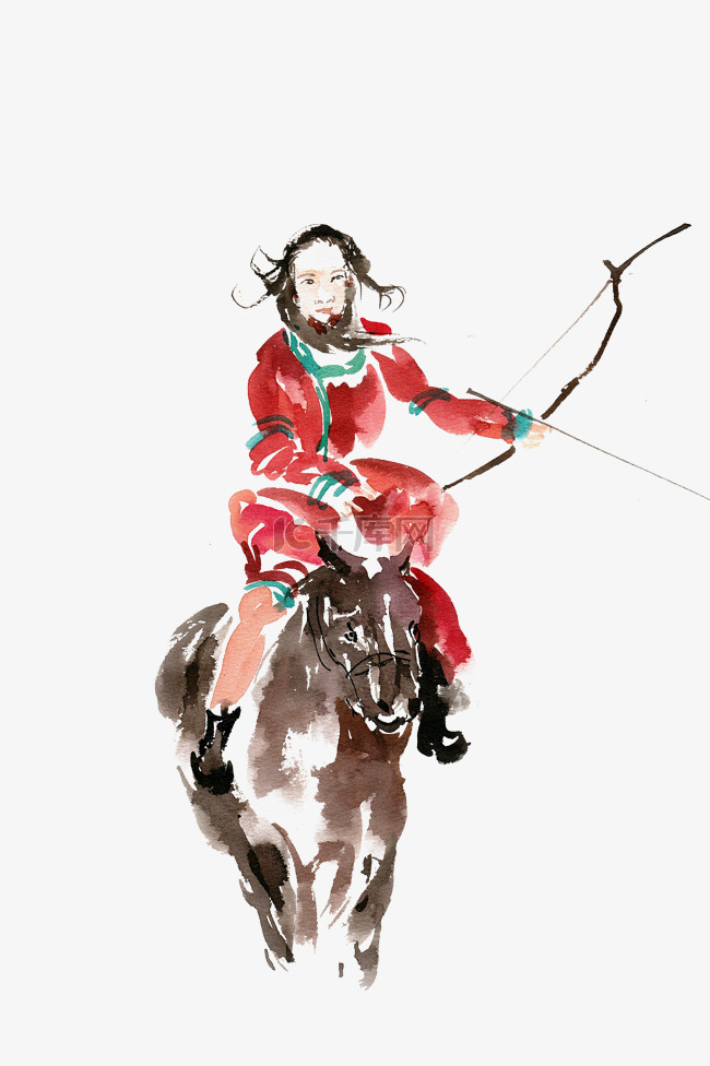骑马的红衣女子