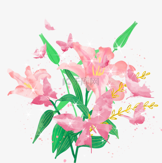 蝴蝶粉色花卉植物光效样式