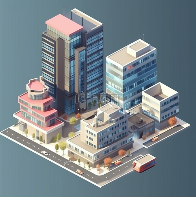 现代化元素建筑3d