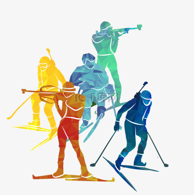 滑雪射击冬季两项彩色