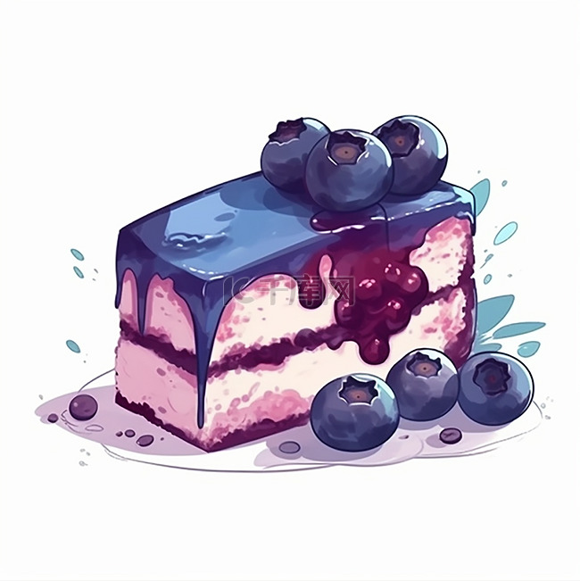 一块蓝莓慕斯蛋糕