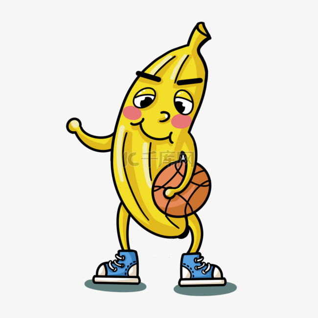 卡通香蕉人打篮球