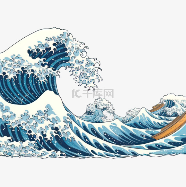 卡通日式海浪波浪素材图片免费下载-千库网