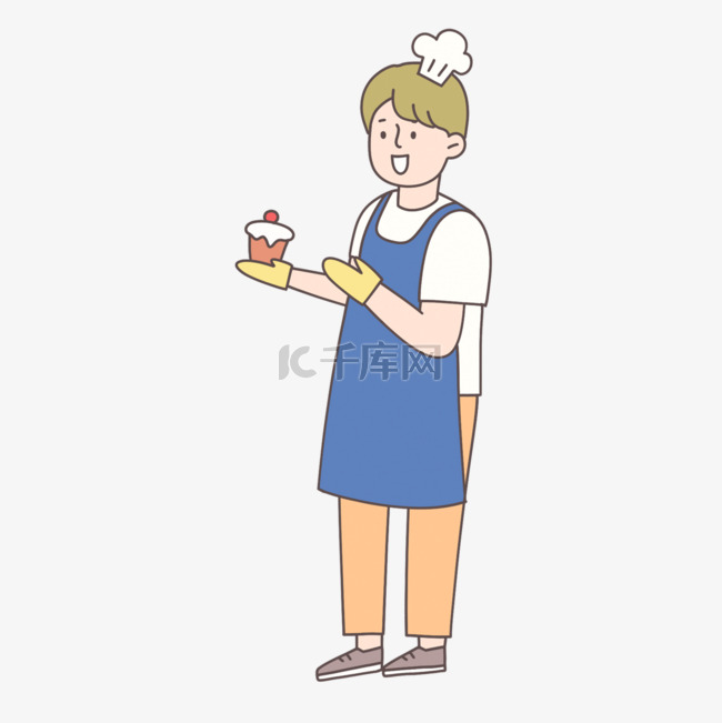 糕点师蛋糕男生蓝色图片可爱绘画
