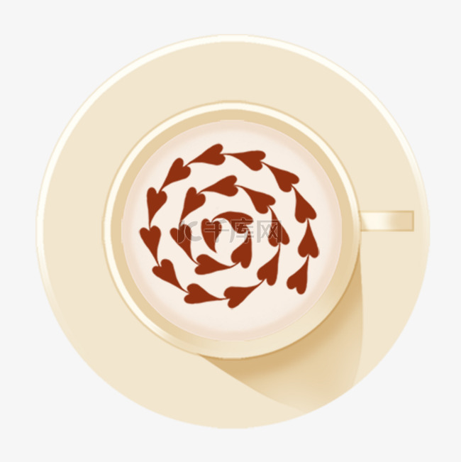 咖啡拉花螺旋爱心花纹图案
