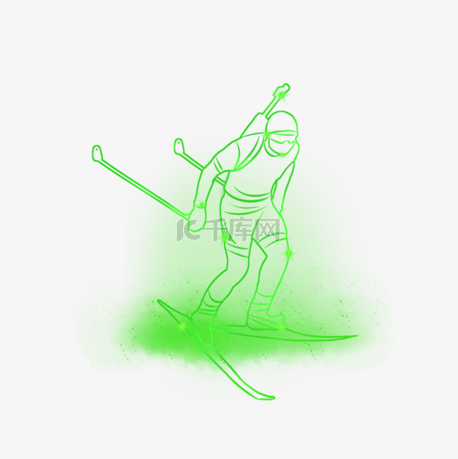 滑雪射击冬季两项绿色发光
