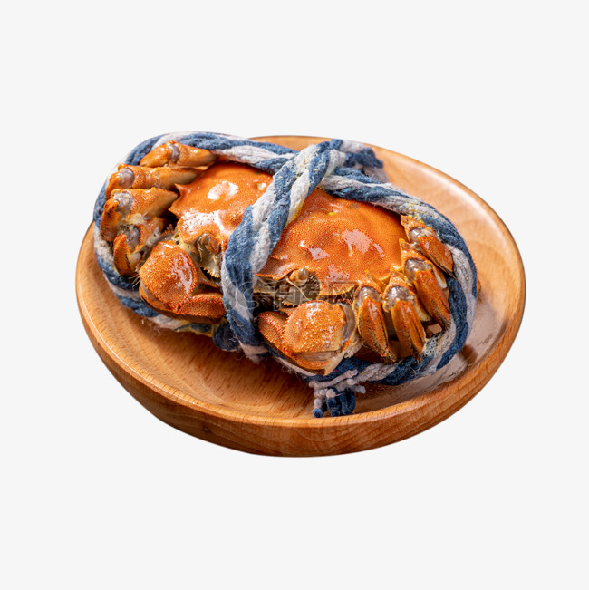 木盘里的特色美食大闸蟹
