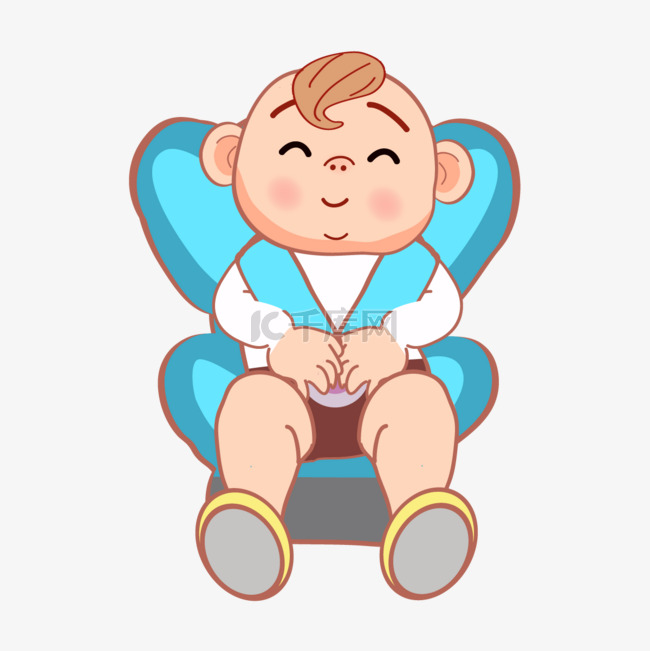 卡通婴儿睡觉安全座椅里的孩子