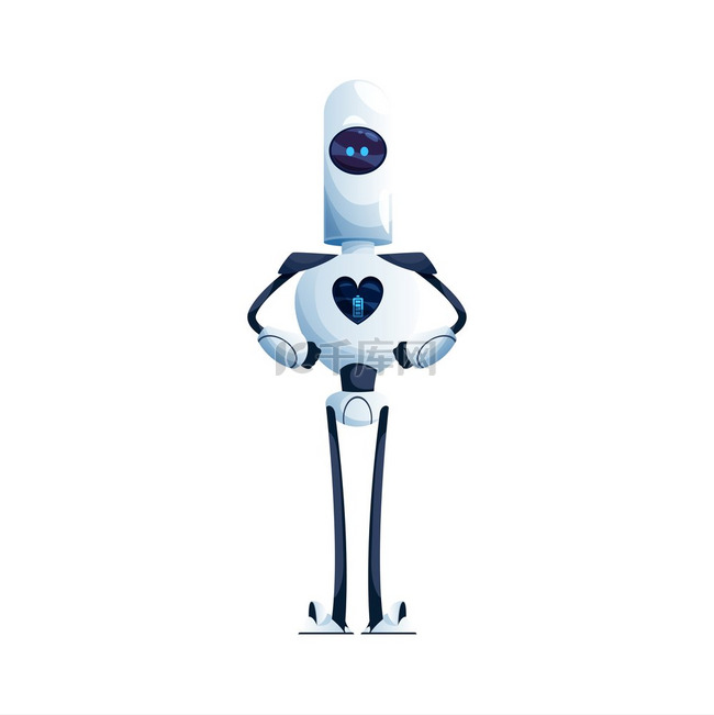 有手和长腿的机器人，心脏展示孤