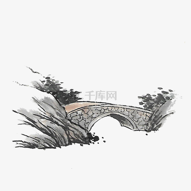 中国风水墨画石桥