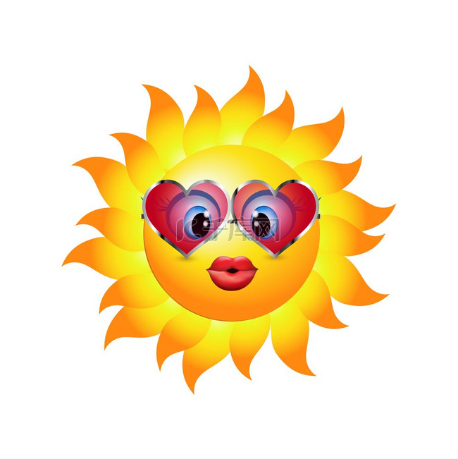 卡通太阳送上一个吻表情符号搭配