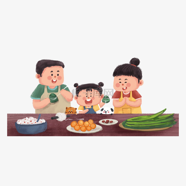 端午节之一家人做粽子