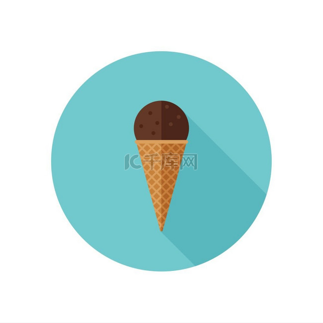 冰淇淋平面图标，带长长的阴影。