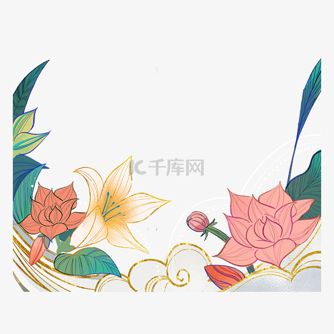 中国风古风花卉底框