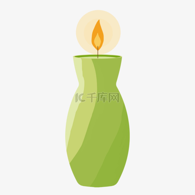 蜡烛杯子绿色图画创意