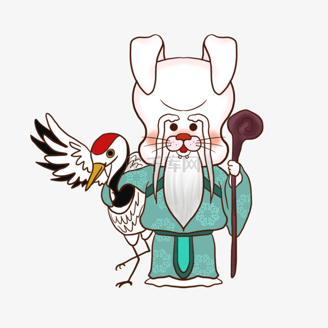 七福神福禄寿日本新年吉祥物兔子造型素材图片免费下载_高清psd_千库网