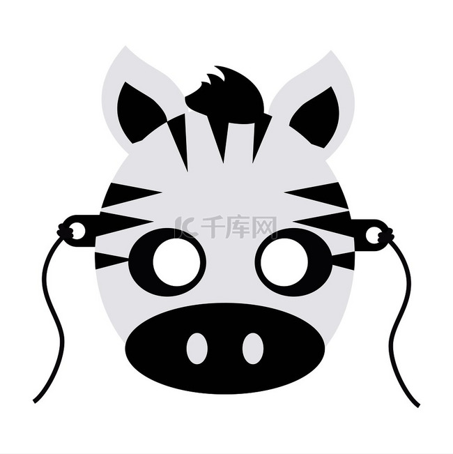 斑马嘉年华面具条纹黑白动物斑马